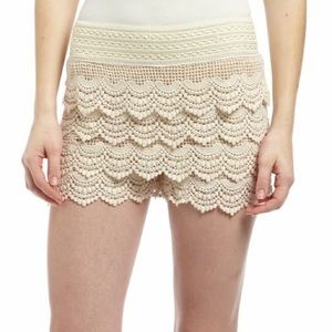 crochet cream shorts